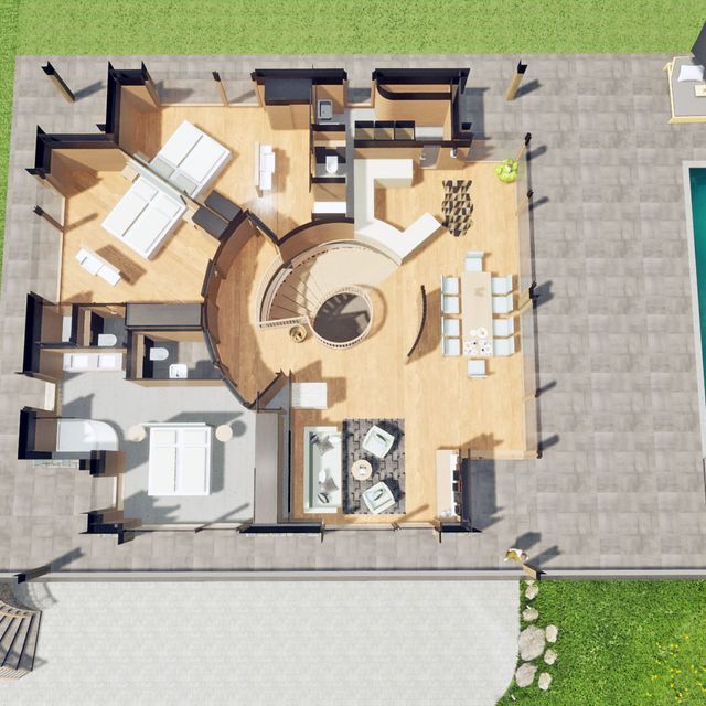 modernes Haus Visualisierung Grundriss